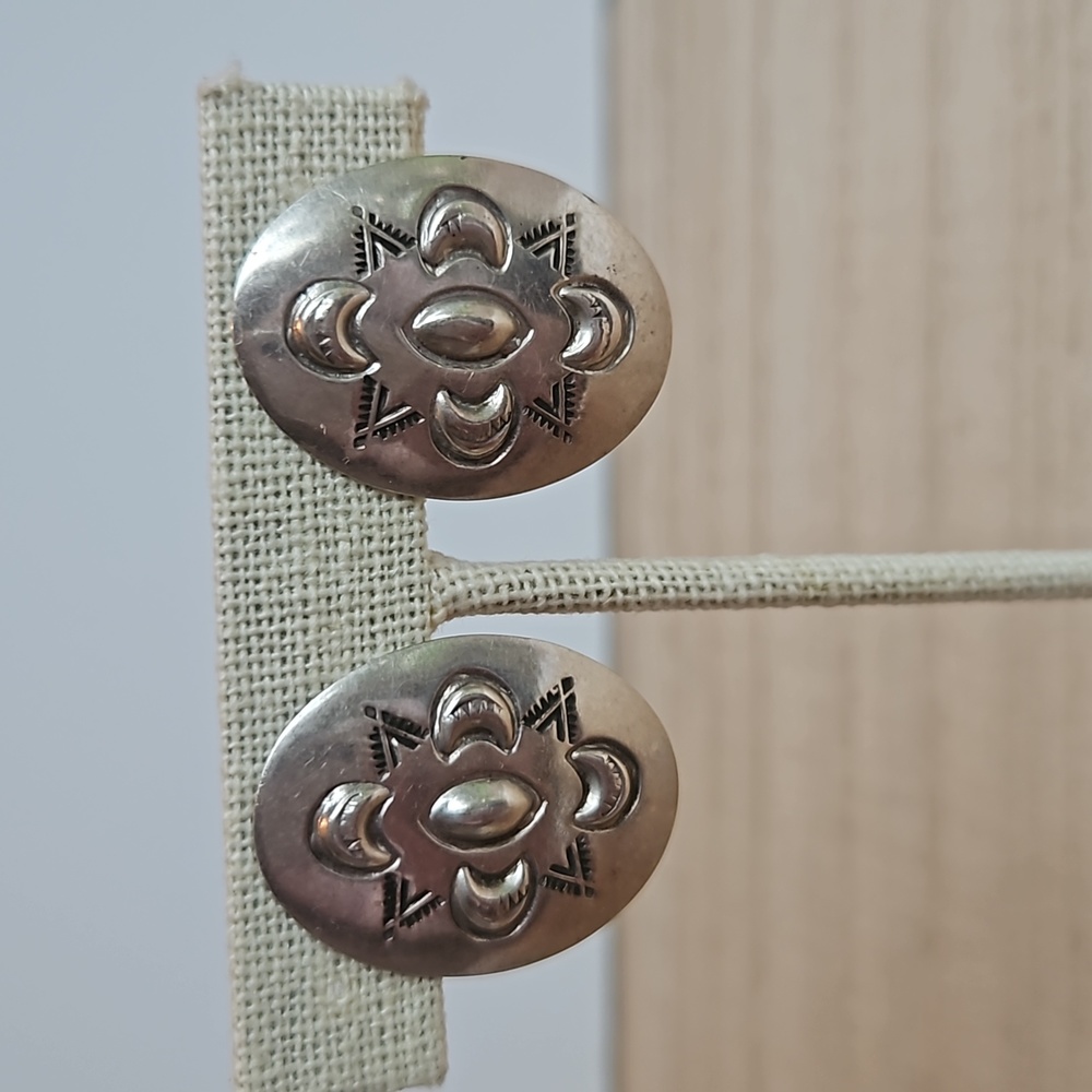 Vintage Sterling Southwest Clip Earrings